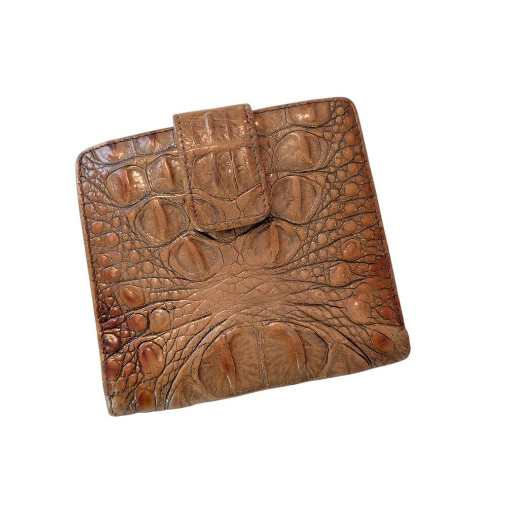 Brahmin Women's Brown Crocodile Embossed Leather Wallet Bifold